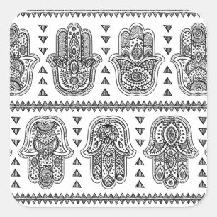 Indian Hand Drawn Hamsa Doodle Vierkante Sticker