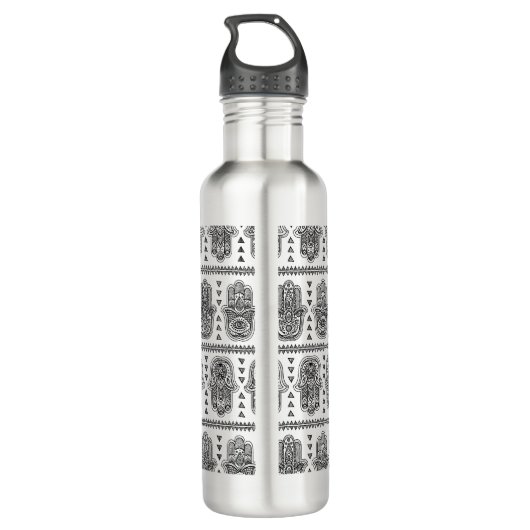 Indian Hand Drawn Hamsa Doodle Waterfles (Achterkant)