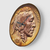 Indian Head Nickel Coin Collector Modern Acryllic Grote Klok (Hoek)