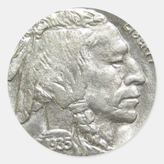 INDIAN HEAD NICKEL RONDE STICKER (Voorkant)