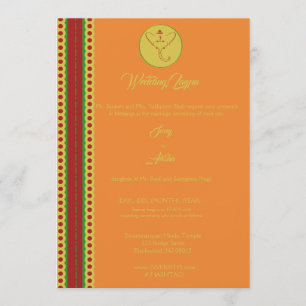 Indian Hindu Ganesh Wedding Invite Garba Mehndi Kaart