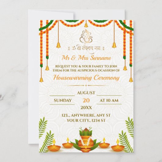Indian Housewarming Invitation Kaart (Voorkant)