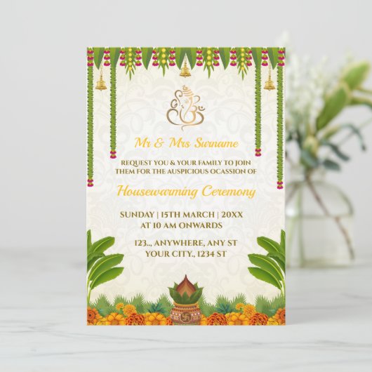 Indian Housewarming Invitation Kaart (Staand voorkant)