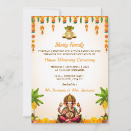 Indian Housewarming Invitation Kaart, Ganesh Puja Kaart