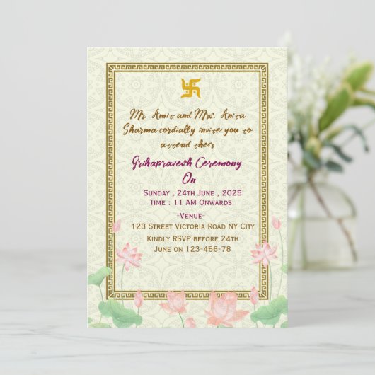 Indian Housewarming Invitations  Kaart (Staand voorkant)