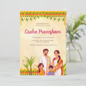 Indian Housewarming uitnodiging Gruhapravesam (Staand voorkant)