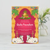 Indian Housewarming uitnodiging Gruhapravesham (Staand voorkant)