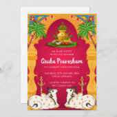 Indian Housewarming uitnodiging Gruhapravesham (Voorkant / Achterkant)