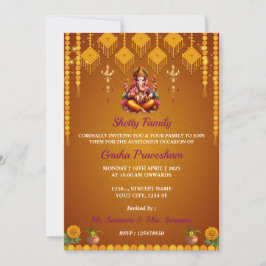 Indian Housewarming Uitnodigingskaart, Gruh Praves Kaart