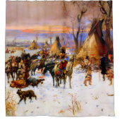 "Indian Hunters Return" van Charles M Russell Douchegordijn (Voorkant)