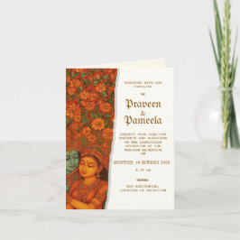 Indian invitation with Radhakrishna Mural painting Aankondiging