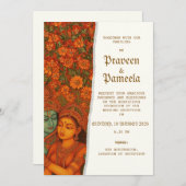 Indian invitation with Radhakrishna Mural painting Kaart (Voorkant / Achterkant)