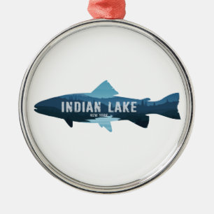 Indian Lake New York Fish Metalen Ornament