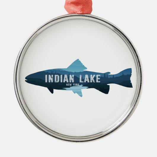 Indian Lake New York Fish Metalen Ornament (Voorkant)