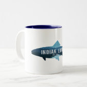 Indian Lake New York Fish Tweekleurige Koffiemok (Voorkant links)