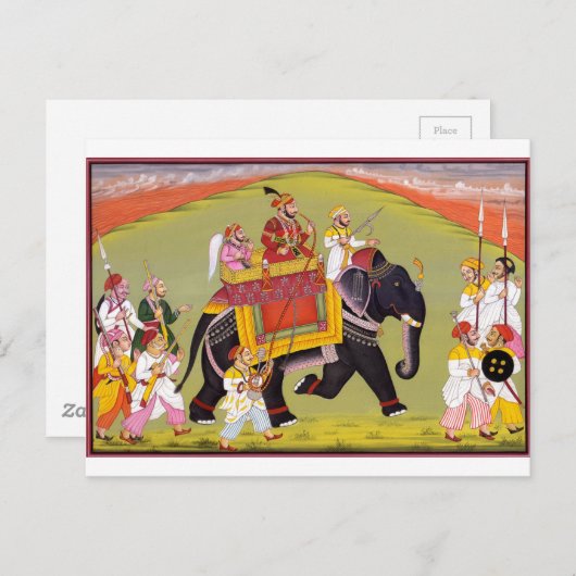INDIAN MAHARAJA OVER ROYAL HUNT RIDING ELEPHANT BRIEFKAART (Voorkant / Achterkant)