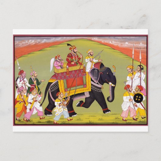 INDIAN MAHARAJA OVER ROYAL HUNT RIDING ELEPHANT BRIEFKAART (Voorkant)