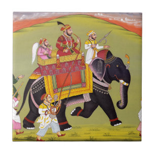 INDIAN MAHARAJA OVER ROYAL HUNT RIDING ELEPHANT TEGELTJE
