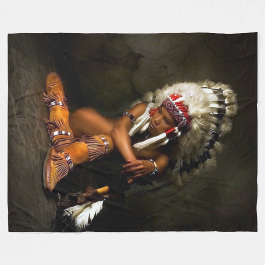 INDIAN MAIDEN Fleece Blankets (Voorkant (Horizontaal))