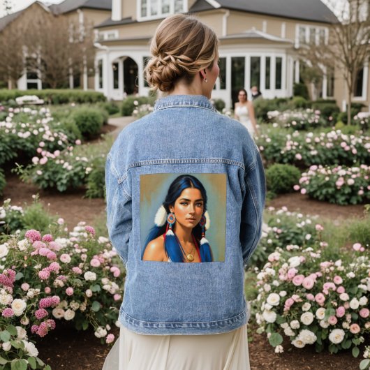 INDIAN MEISJE INHEEMSE AMERIKAANSE Denim jean jas Denim Jacket (Huwelijk Achterkant)