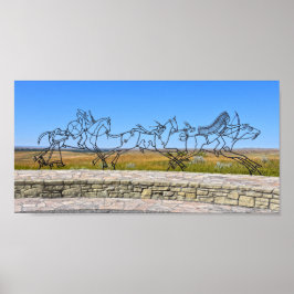 Indian Memorial Sculpture, Little Bighorn, Montana Poster