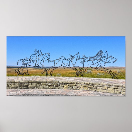 Indian Memorial Sculpture, Little Bighorn, Montana Poster (Voorkant)