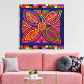Indian Mola Flora Canvas Afdruk (Insitu (Woonkamer))