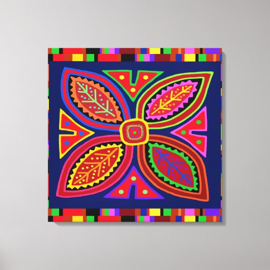 Indian Mola Flora Canvas Afdruk (Voorkant)
