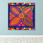 Indian Mola Flora Canvas Afdruk (Insitu (Houten vloer))