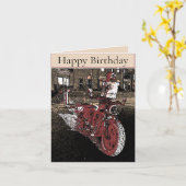 Indian MotorBike Birthday Kaart (Gele Bloem)