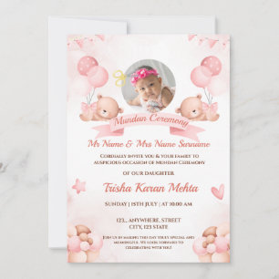 Indian Mundan Ceremony Invitation Girl Kaart