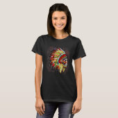 Indian Native American Chief Skull Motorcycle Head T-shirt (Voorkant volledig)