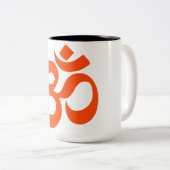 Indian Om Symbol Tweekleurige Koffiemok (Voorkant rechts)