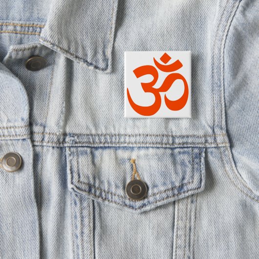 Indian Om Symbol Vierkante Button 5,1 Cm (In situ)
