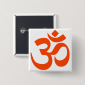 Indian Om Symbol Vierkante Button 5,1 Cm (Voorkant /achterkant)