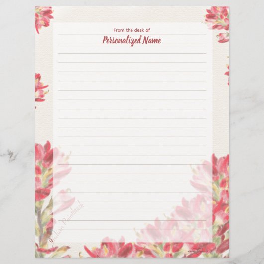 Indian Paintbrush gedempt gevoerd papier blad (Voorkant)