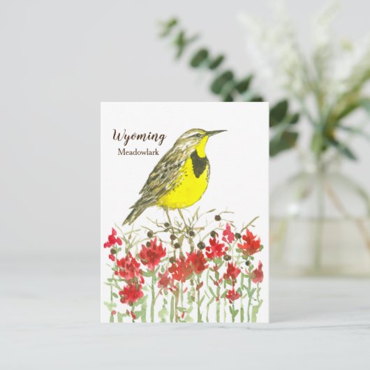 Indian Paintbrush Meadowlark State Bird of Wyoming Briefkaart (Staand voorkant)