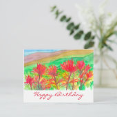 Indian Paintbrush Waterverf Happy Birthday Briefkaart (Staand voorkant)
