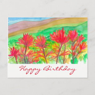 Indian Paintbrush Waterverf Happy Birthday Briefkaart