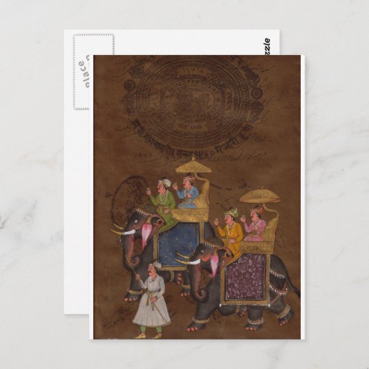 INDIAN PAINTING KING ON THE ELEPHANT PROCESSION BRIEFKAART (Voorkant / Achterkant)