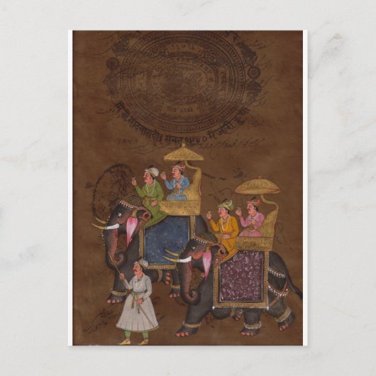 INDIAN PAINTING KING ON THE ELEPHANT PROCESSION BRIEFKAART (Voorkant)