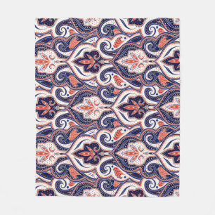 Indian Paisley: Naadloos bloemmedaillon. Fleece Deken