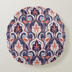 Indian Paisley: Naadloos bloemmedaillon. Rond Kussen