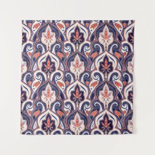 Indian Paisley: Naadloos bloemmedaillon. Wandkleed
