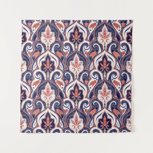 Indian Paisley: Naadloos bloemmedaillon. Wandkleed (Voorkant)