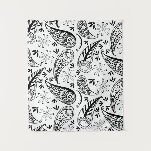 Indian Paisley Pattern Mankolam Wandkleed (Voorkant)