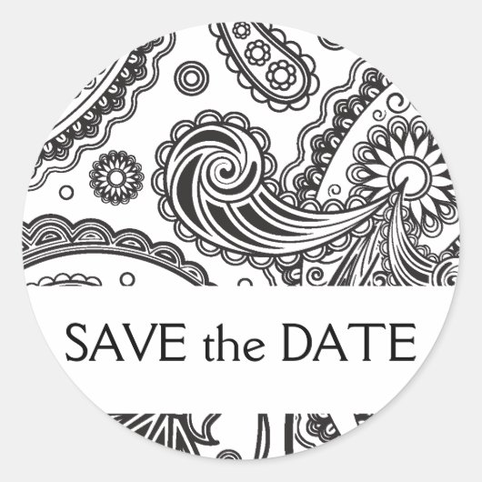 Indian Paisley Save the Date Ronde Sticker (Voorkant)