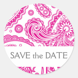 Indian Paisley Save the Date Ronde Sticker
