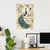 Indian Peacock Art Print Botanical Bird (Thuiskantoor)
