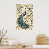 Indian Peacock Art Print Botanical Bird (Keuken)